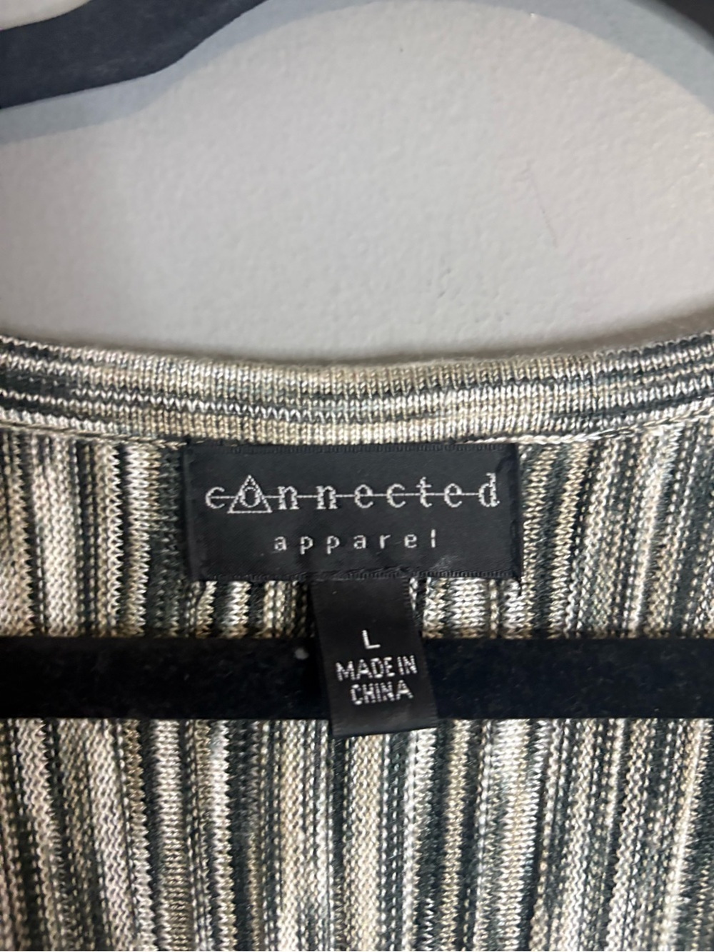 Connected Apparel Gray & Ivory Knit Fit & Flare Dress Size Large - Picture 5 of 9